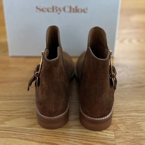 See By Chloé NIB Louise Flat Suede Booties (38/8) - Picture 5 of 16